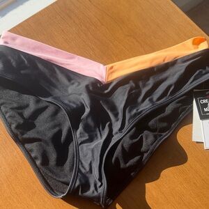 Cove Black Bikini Bottom with Pink and Orange Accents